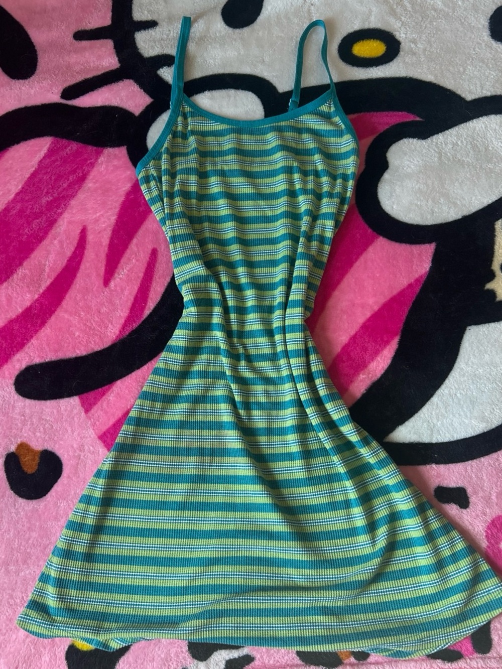 Delia’s Blue and Green Striped Midi Dress